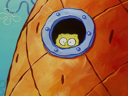 The glass on the open window and SpongeBob's eyelashes are missing, with his nose outline miscolored.