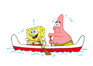 SpongeBob and Patrick with canoe stock art