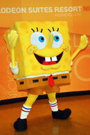 The original SpongeBob costumed character, which was used from around 2004 to 2012. This version, along with being more square than later revisions, had prosthetic arms controlled by the wearer