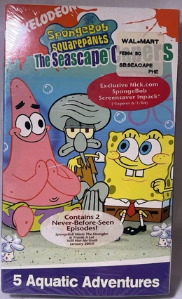 A sticker that is on sealed copies of The Seascape Capers VHS tape.