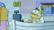 Old Man Walker as the Krusty Krab cashier.