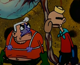 Barnacle Boy's eyes are missing.