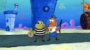 Incidental 118 and a robber listening to SpongeBob's song together.