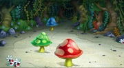Woods with colored mushrooms