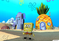 3d Spongebob, His 3d Pineapple, 3d Patrick's 3d Rock, & 3d Squidward's 3d Moai