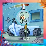 Squidward in a space helmet.