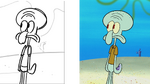 Rough and Final Squidward Comparison