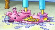 SpongeBob's feet in chewed slippers