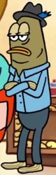 The man inc hat as he appears in the actual show (colorized).