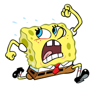 SpongeBob running and sweating stock art