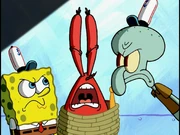 Губка Боб и Сквидвард допрашивают мистера Крабса