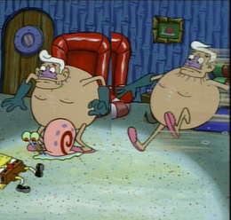 Mermaid Man's crotch in Mermaid Man and Barnacle Boy II