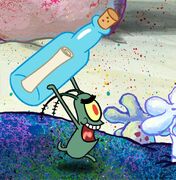 Plankton trying to yet again steal the Krabby Patty Secret Formula.