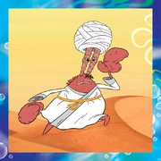 Mr. Krabs as an Arabian traveler.