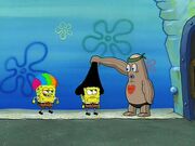 SpongeBob trying to get it with a disguise, but Reg mistakes SpongeBob for someone else