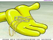 SpongeBob's paper clip and rope.