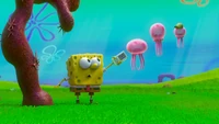 SpongeBob records some wild jellyfish.