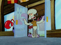 Squidward's missing wrinkles in Squeaky Boots