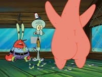 Patrick becomes naked.