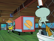 SpongeBob being able to drive a steaming, hot bun delivery truck in this episode.