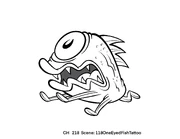 One-eyed fish tattoo