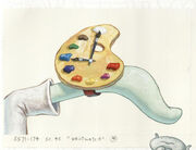 Painting of Squid's art-themed wristwatch