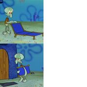 Squidward bored meme template