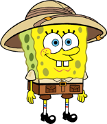 SpongeBob in safari gear.