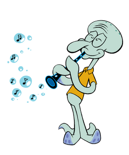 Squidward with clarinet stock art