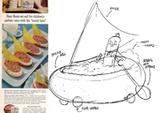FqvYt8VakAAYQLZ.jpeg (781 KB) Sausage Hamdonian with his bread roll "Ham Boat" vehicle; inspired by Underwood's "Ham Boat" birthday recipe