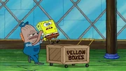 Incidental 200 tossing SpongeBob in a box of yellow boxes.