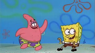 Cheering SpongeBob and Patrick