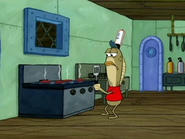 Frank working at the Krusty Krab.