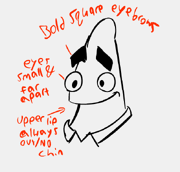 Off-model Patrick sketch with notes