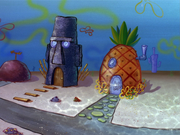 SpongeBob's house is missing a window.