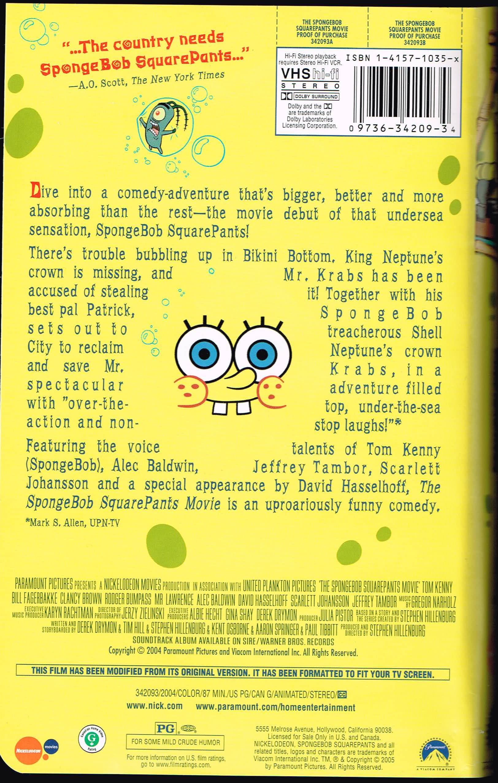 the spongebob squarepants movie vhs