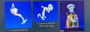 Screenshot showcasing some of Squidward's moveset, including an early losing animation.