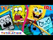 DoodleBob Drawing Comes Alive w- SpongeBob and Patrick Puppets! - Frankendoodle - Toymation