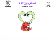 Mr. Krabs with his eyes in the shape of a heart.