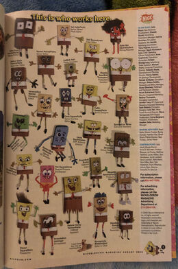 August 2009 issue of Nickelodeon Magazine page with custom made SpongeBobs