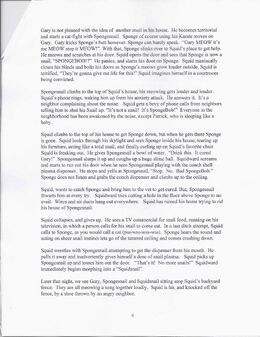 Outline mentioning Squidward immediately begins morphing into "Squidsnail