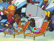 Squidward and Pearl relaxing.