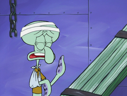 Squidward's eyelids color error in Accidents Will Happen