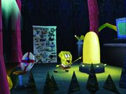 SpongeBob, without his Mermaid Man costume, in the Mermalair.