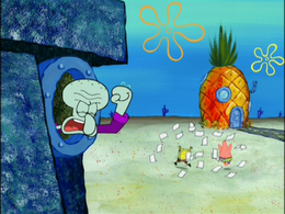 Squidward's eyelids color error in Good Neighbors.png