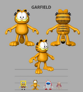 Leaked lineup sheet showcasing early models of Garfield, SpongeBob, Ren, and Stimpy.