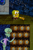 Squidward clock meme template