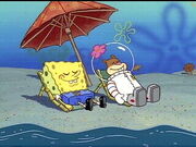 Sandy and SpongeBob relaxing.