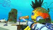 SpongeBob cleaning the Bubblestand in the PowerWash Simulator SpongeBob SquarePants Special Pack