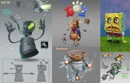 BZZT-Bot, Flying Cow, FranZapper, Dehydrated SpongeBob & Chuck Concept Art